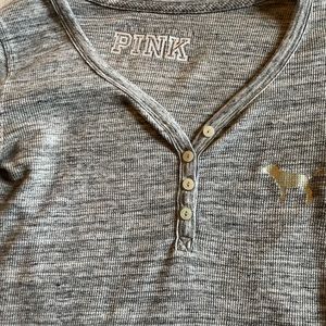 PINK- gray long sleeve shirt